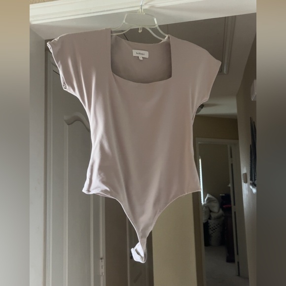 Taupe/cream Bohme Scoop Neck Bodysuit - Picture 2 of 3